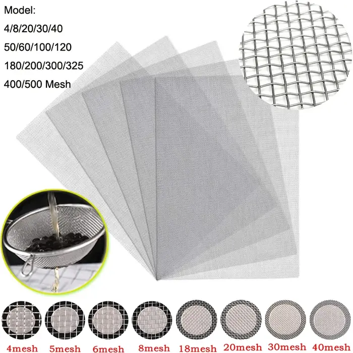 Fil tissé en maille 4-500, feuille de filtre de dépistage en acier inoxydable de haute qualité, filt