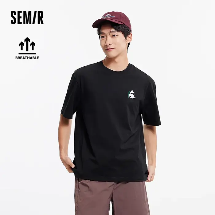 SEMIR-T-Shirt à Manches Courtes pour Homme, Haut en Tricot, Évacuation de l'Humidité, Brodé Krasnoïd
