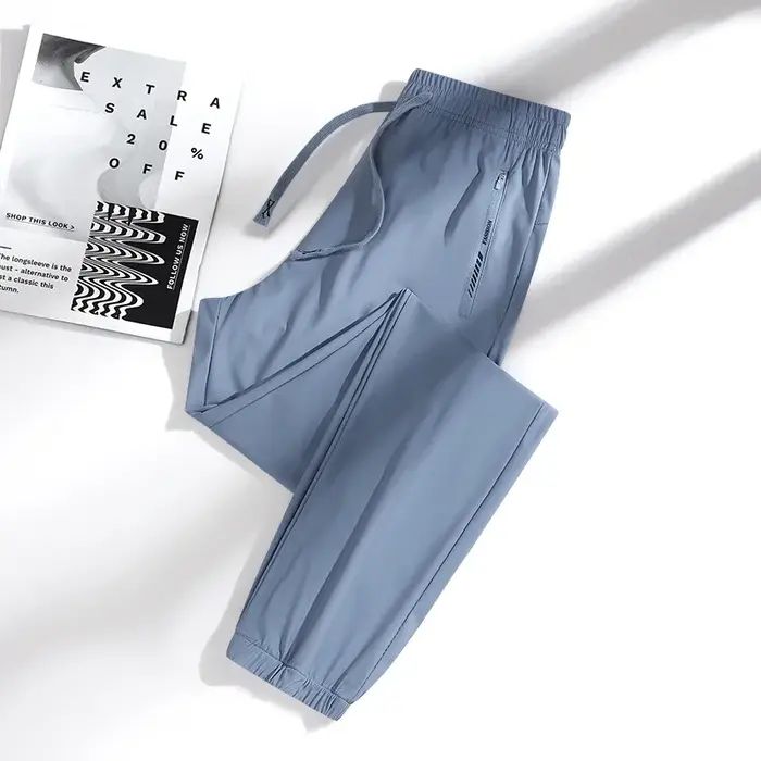 Pantalon d'été en soie glacée pour hommes et femmes, de haute qualité, fin, ample, séchage rapide, r