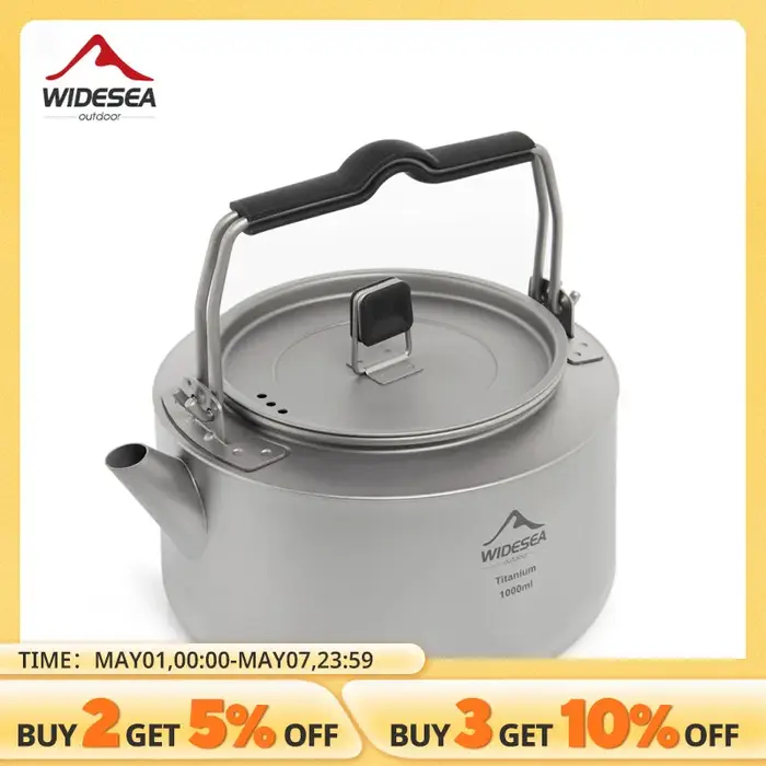 Widesea Camping titane bouilloire en plein air thé café bouilloire vaisselle Pot fournitures plats t