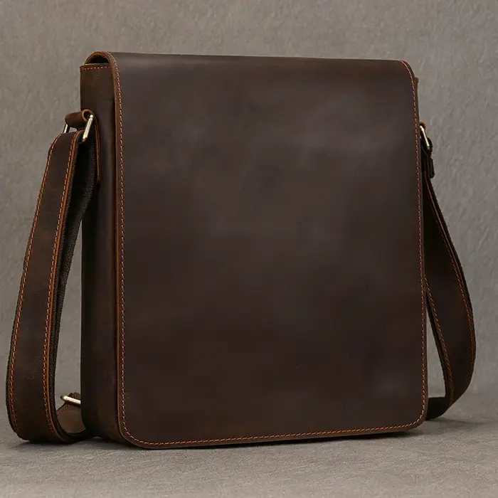 Sac messager Vintage en cuir véritable pour hommes, sac à bandoulière épais en cuir de vache, petit 