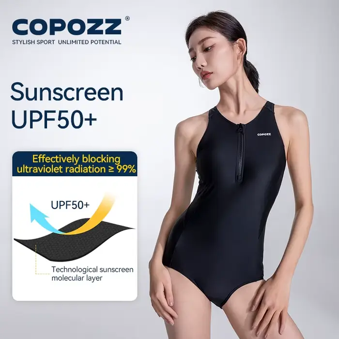 Maillot de bain une pièce Rashguard femme surf plongée apnée UPF 50+ - Compétition