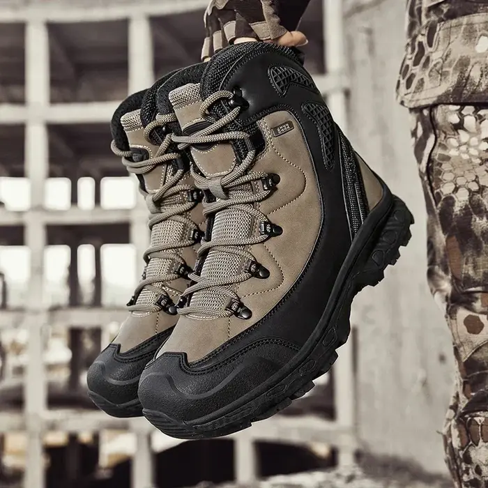 Bottes du désert en cuir pour hommes, respirantes, antidérapantes, imperméables, pour la chasse, la 