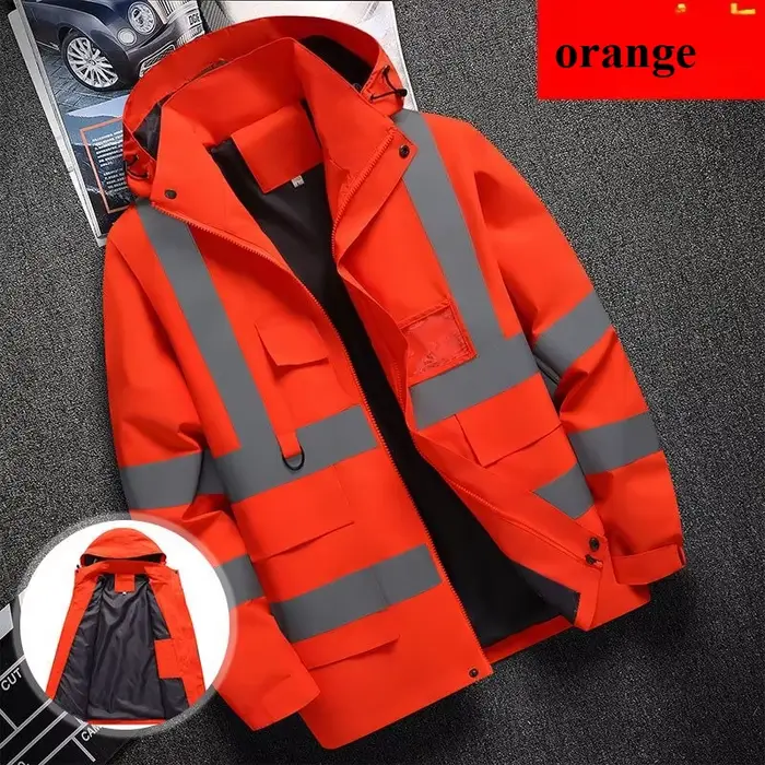 Veste de travail imperméable homme avec bande réfléchissante pour chantier et travaux extérieurs résistante aux intempéries