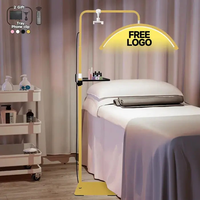Extensions de Cils LED avec Logo Gratuit, 23 Pouces, 45W, Télécommande, Design Demi-Lune, Lampe de L