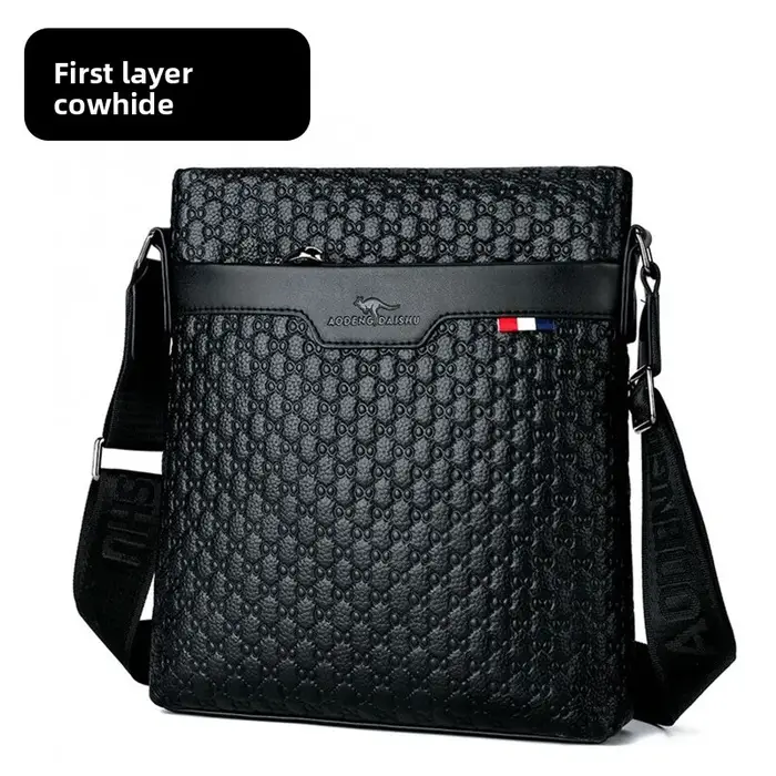 Sac à bandoulière simple pour hommes, petit sac carré en relief pour voyage d'affaires, sac à dos de
