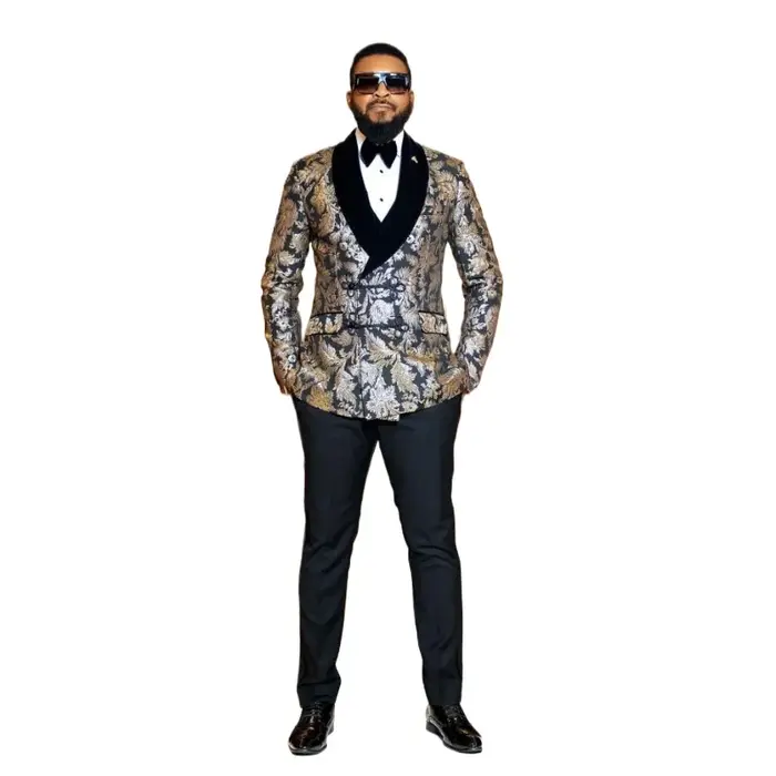 Costume de smoking jacquard à motifs 2 pièces, costumes floraux pour hommes, pour mariage, cérémonie