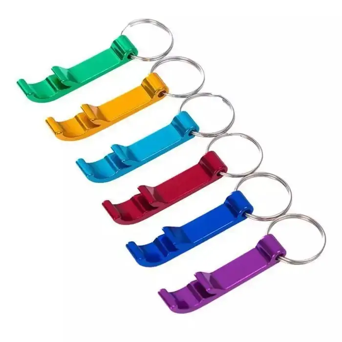 Ouvre-bouteille de bière portable en aluminium, porte-clés, poche 4 en 1, 5 couleurs, cadeaux de fêt