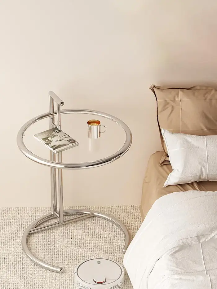 Tables basses en verre en acier inoxydable, meubles de salon nordiques, table d'appoint de balcon, t