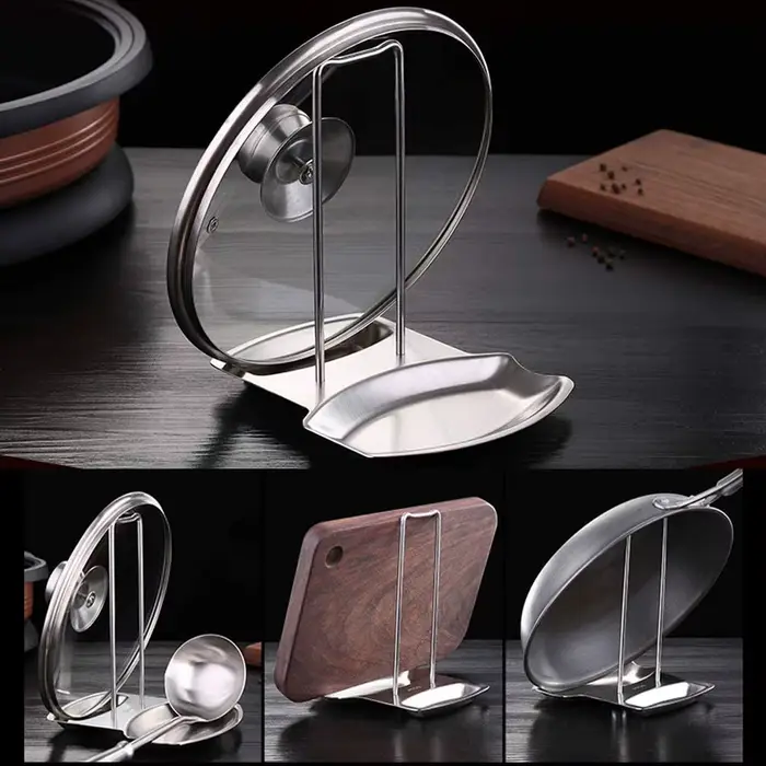Support de couvercle de casserole en acier inoxydable, étagère de couvercle de casserole détachable,