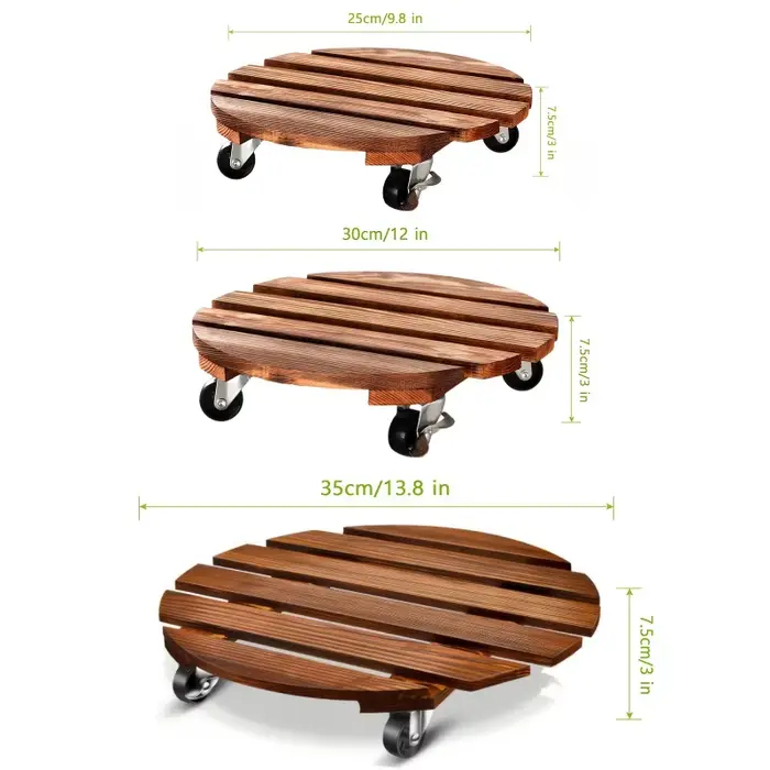 Support de plante à roulettes avec roues, chariot à roulettes rond, verrouillable en métal, 2 paquet