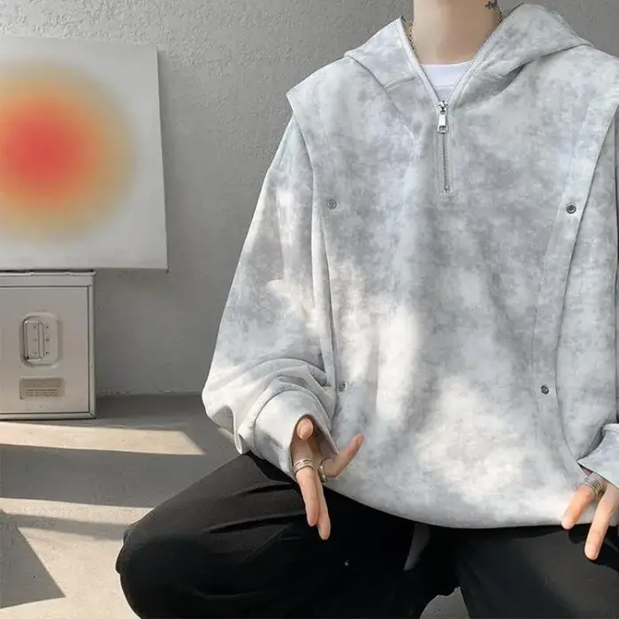 Sweat-shirt de travail pour homme, style décontracté et streetwear, imprimé unique, grande taille, fermeture éclair 1/4, adapté aux saisons d'automne et de printemps
