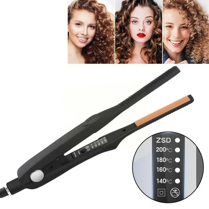 Lisseur et boucleur 2-en-1, petit fer plat en céramique, outil de coiffage pour cheveux courts, pour