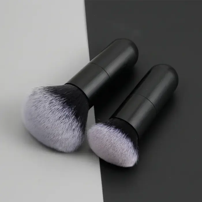 Grand manche rond pinceau à poudre pinceaux de maquillage noirs moelleux doux professionnel poudre f
