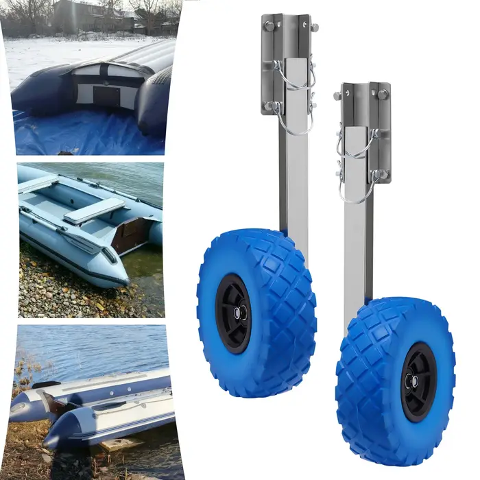Jeu de roues de remorque de bateau gonflable, remorques de bateau à chariot, roues de lancement pour