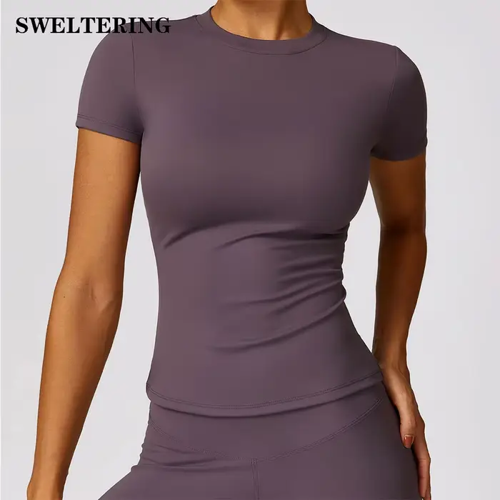 Haut de yoga sans couture pour femmes - T-shirt fitness manches courtes et respirant