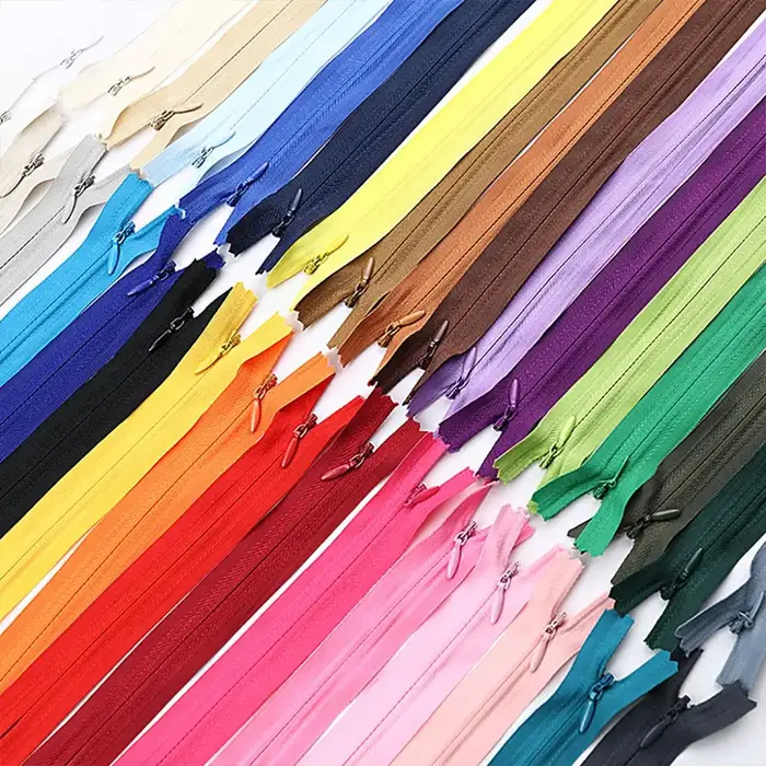 10 pièces/paquet 28cm 35cm 40cm 45cm 50cm 55cm 60cm 3 #   Fermeture éclair Invisible en Nylon, bobin