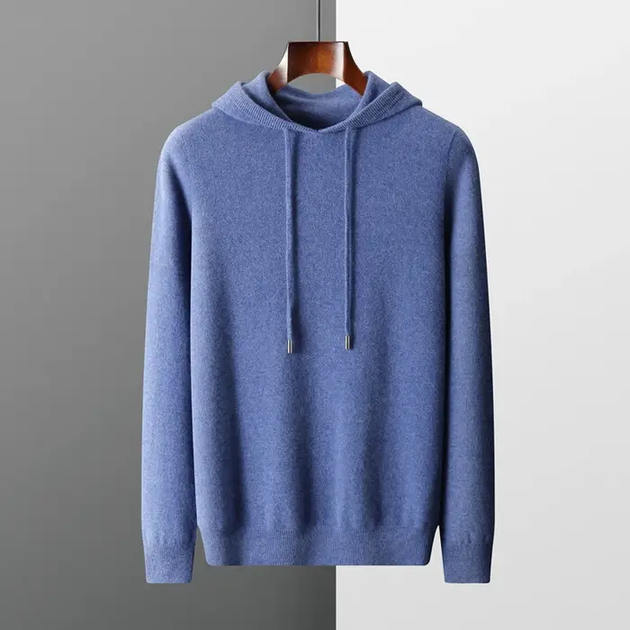 MVLYFLRT hommes 100% laine mérinos pull à capuche col tricoté pull sweat automne hiver décontracté g