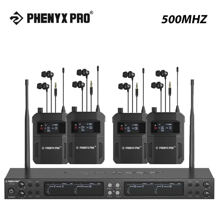 PHENYX PRO-Système de moniteurs intra-auriculaires sans fil mono 500MHz, avec 4 sorties en boucle, f