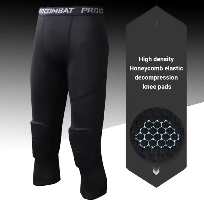 Genouillères nid d'abeille hommes protection basket - Leggings compression 3/4 anti-collision sport