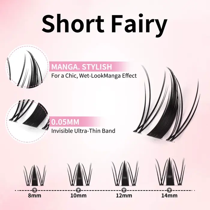 Extensions de cils individuels Manga uCoolMe Lashes Short Fairy Venus Flora 0.05mm, bouquets à espac