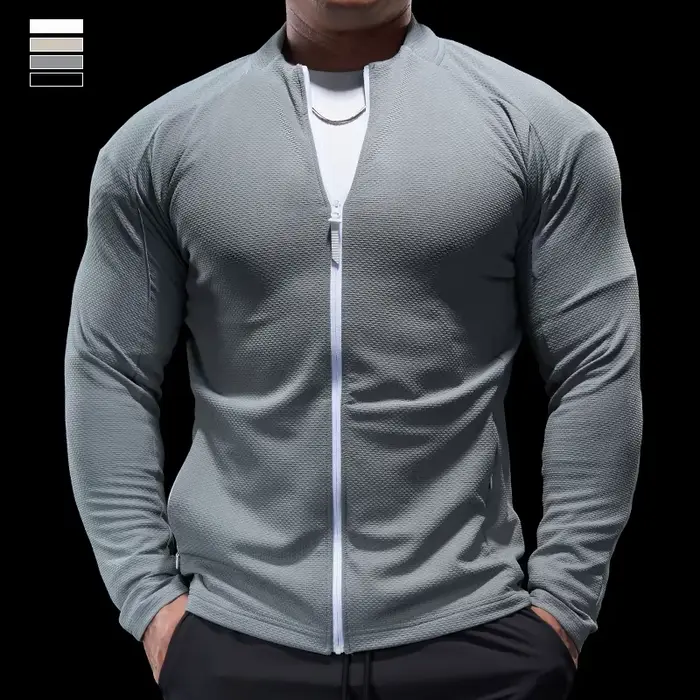 Veste sport manches longues homme - Élastique, fitness, course, musculation, cyclisme, plein air