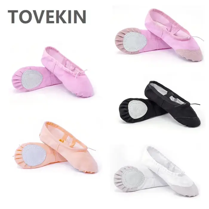 Tête plate en toile noir blanc doux Zapatos De Punta De balleriny BD ballet ventre gym yoga chaussur