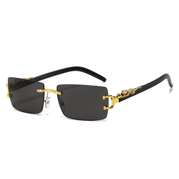 Lunettes de soleil sans monture pour femmes et hommes, décoration guépard, rectangulaires, de marque