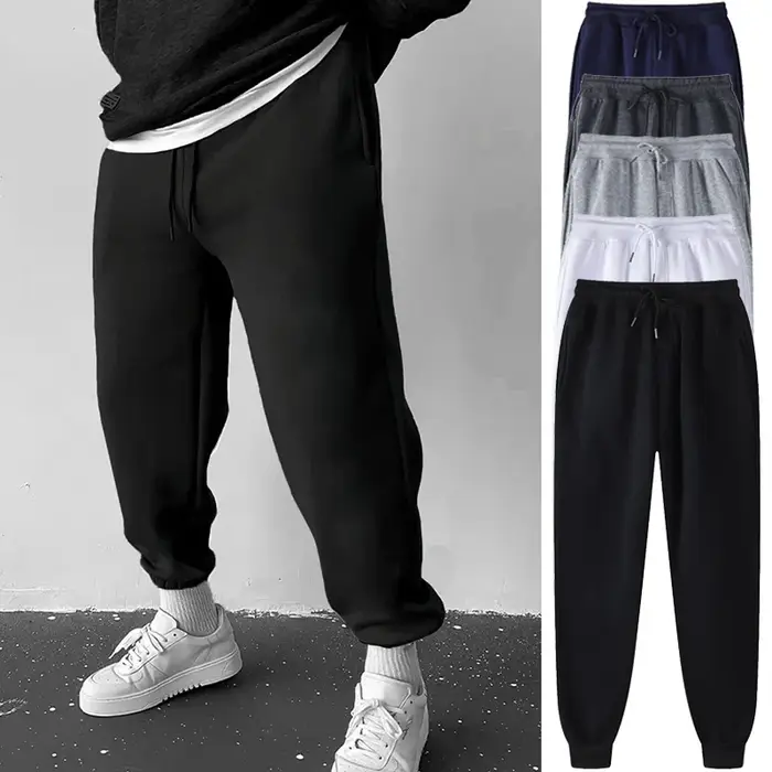 Pantalon jogging entraînement athlétique homme coupe ample - Doublé polaire taille élastique printemps-automne décontracté