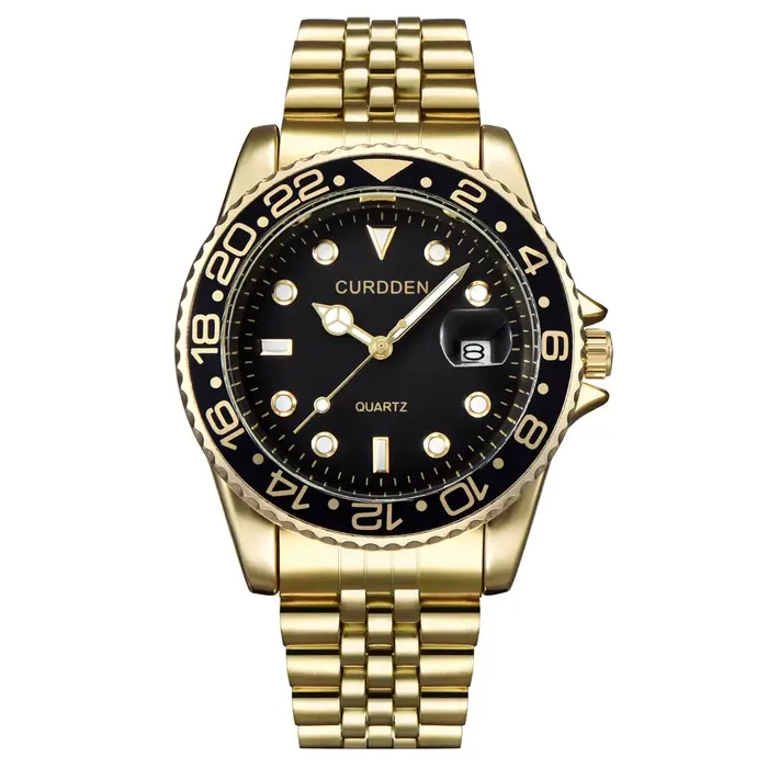 Design Original CURDDEN marque montres pour hommes mode entièrement en acier inoxydable doré Date mo