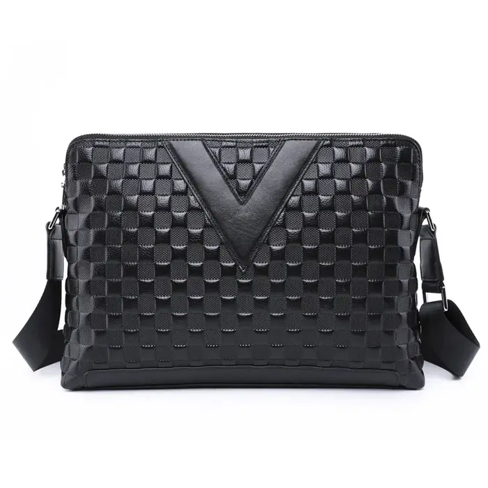 SENOFAN 2025 marque sac à bandoulière hommes véritable cuir de vache Plaid gaufrage sac à main mâle 