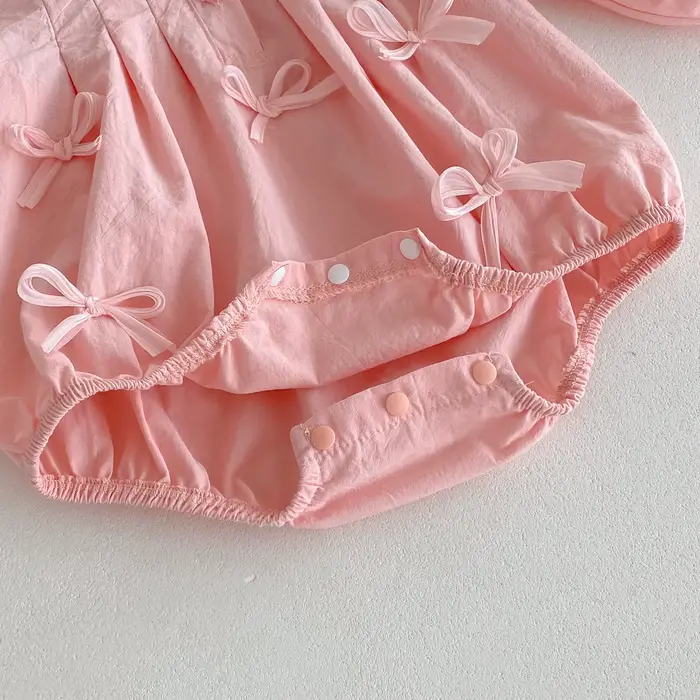 Combinaison d'escalade triangulaire à manches longues pour bébé fille, avec nœud mignon, combinaison