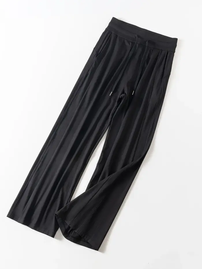 Pantalon décontracté en soie glacée avec cordon - Jambes larges pour maison et yoga été