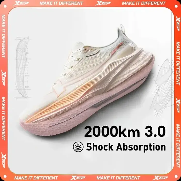 Chaussures de course Xtep Femmes 2000km 3.0 2025 - Léger amorti résistant à l'usure pour entraînement et jogging
