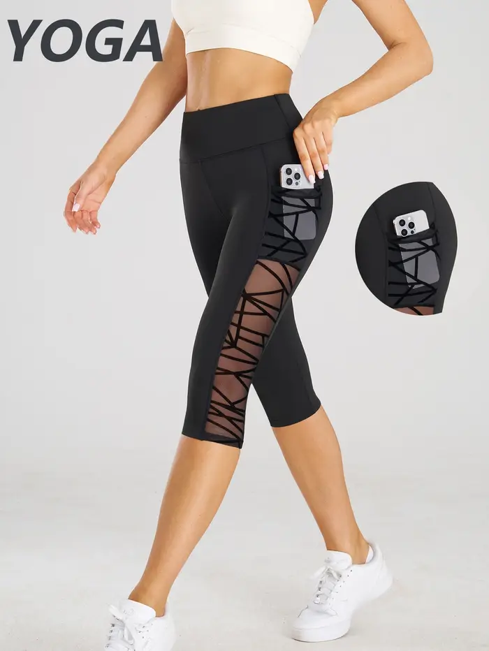 Taille haute Yoga pantalons courts Leggings avec poches sport Fitness décontracté serré pantalons de