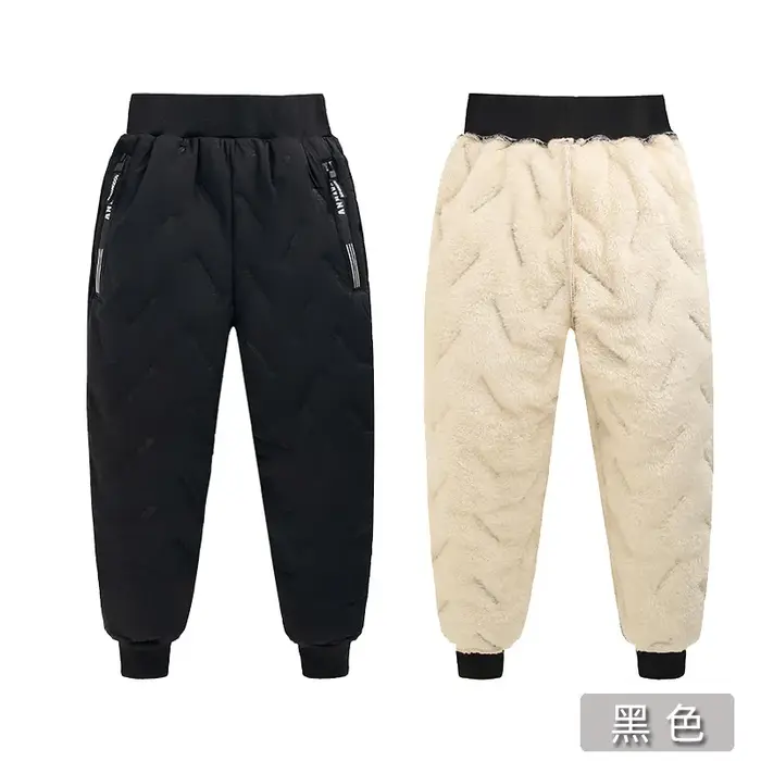 Pantalons rembourrés d'hiver pour enfants, épais et chauds en velours, pantalons longs en laine d'ag
