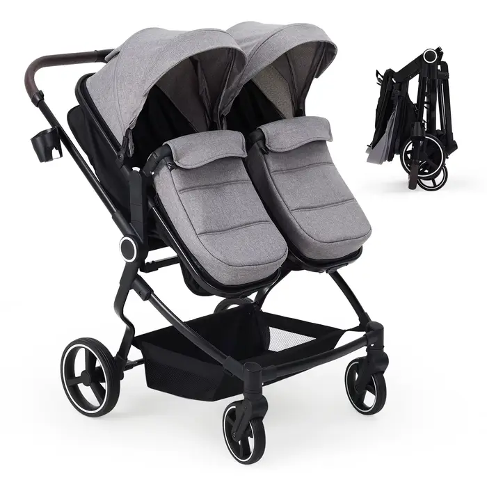 Poussette double pour nouveau-né et tout-petit, poussettes Tandem avec pli compact léger, cancline r
