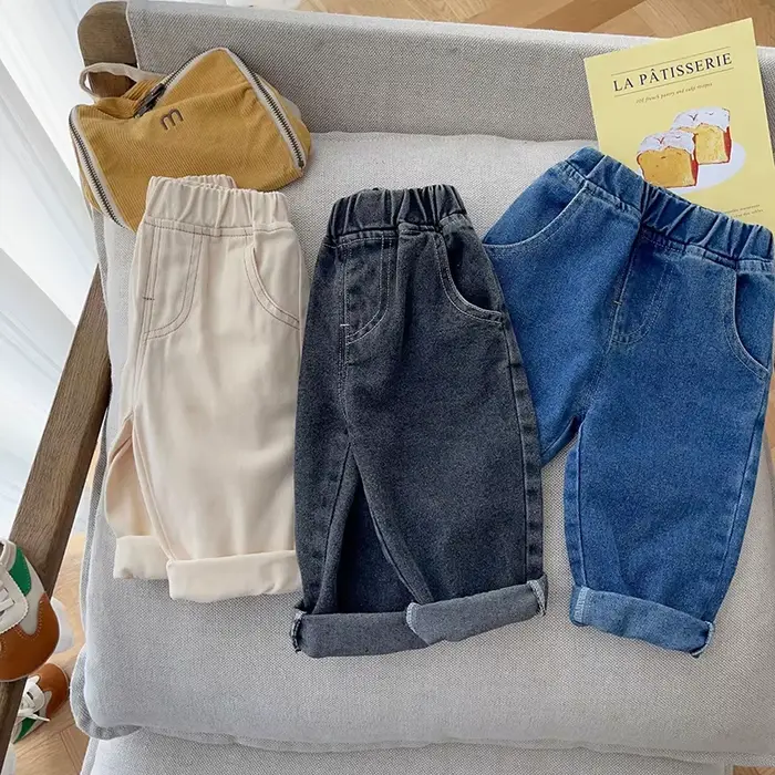 Printemps automne nouveau bébé pantalon décontracté Denim 9M-5T enfants garçons jean droit doux enfa