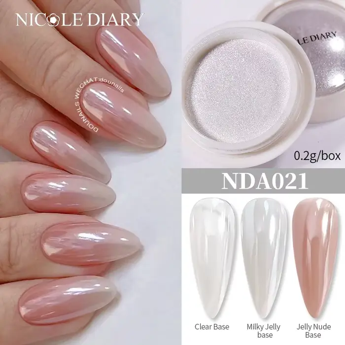 NICOLE DIARY – poudre à ongles en perles blanches brillantes, placage au clair de lune, Pigments eff