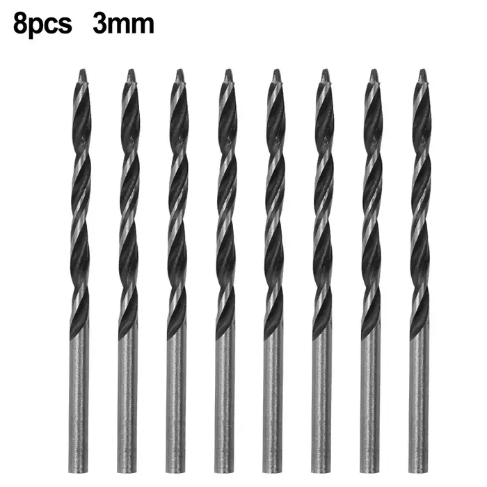 Jeu de 8 forets à bois de 3 mm pour le travail du bois, foret spiralé en acier à haute teneur en car