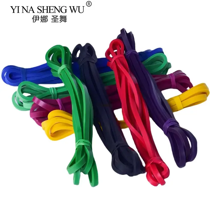 Bandes élastiques en caoutchouc colorées 208cm charge 15lbs pour fitness musculation basket-ball gymnastique pilates à domicile