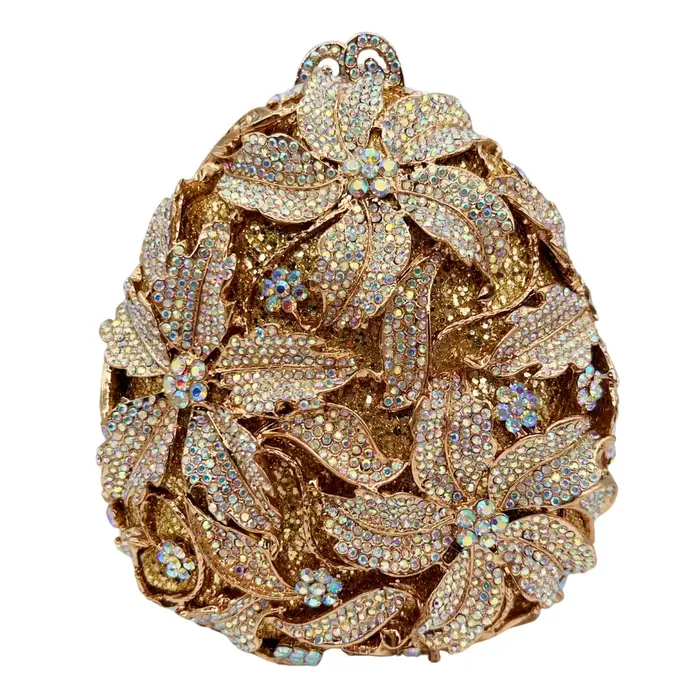 Sac en diamant en forme de trois fleurs, goutte d'eau de luxe de haute qualité, fête de mariage en d