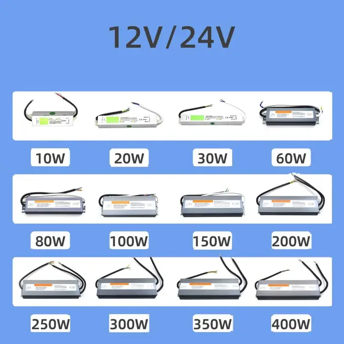 Alimentation de commutation étanche DC 12V 24V, transformateur d'éclairage LED extérieur IP67 ~ IP68