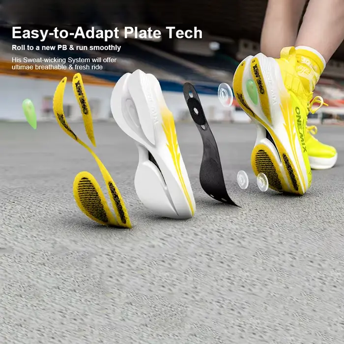 Chaussures de course ONEMIX plaque fibre carbone - Absorption choc baskets marathon professionnel
