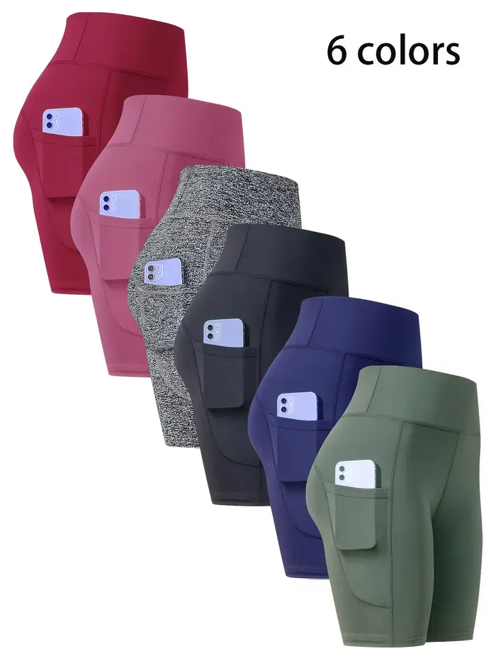 Short de yoga skinny avec poches latérales pour femme, haut de sport, jogging, course à pied, fitnes