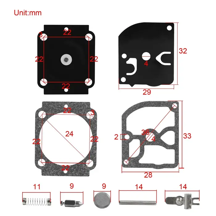 Kit de réparation de carburateur 5x, joint de diaphragme pour Sthil 017 018 MS180 MS170 BG66 BG86 ZA