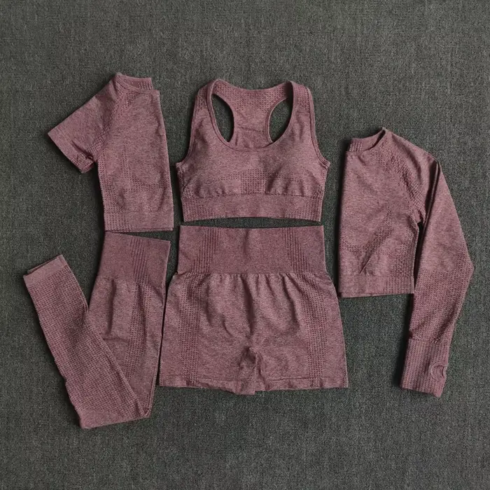 Ensemble yoga femme 2/3/5 pièces WAREBALL - Haut manches longues & leggings taille haute sport