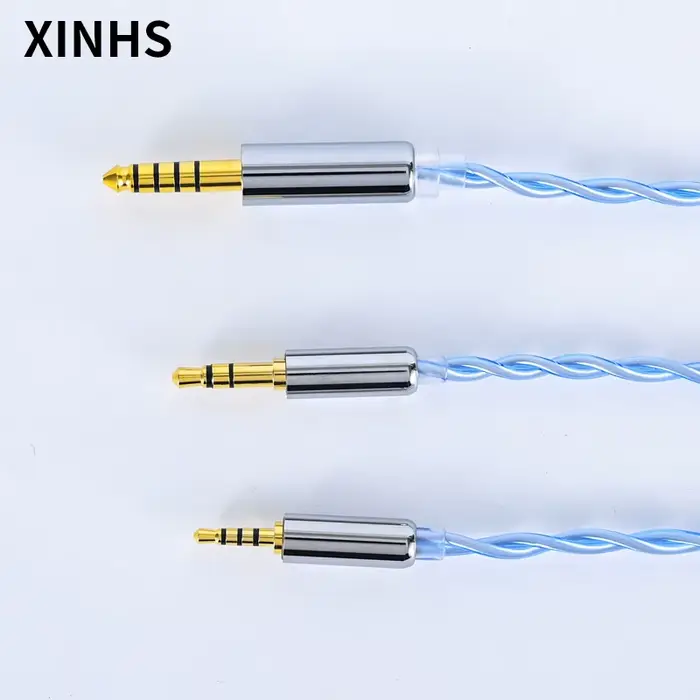 Câble d'écouteurs HIFI plaqué argent en cuivre monocristallin bleu à 2 brins XINHS