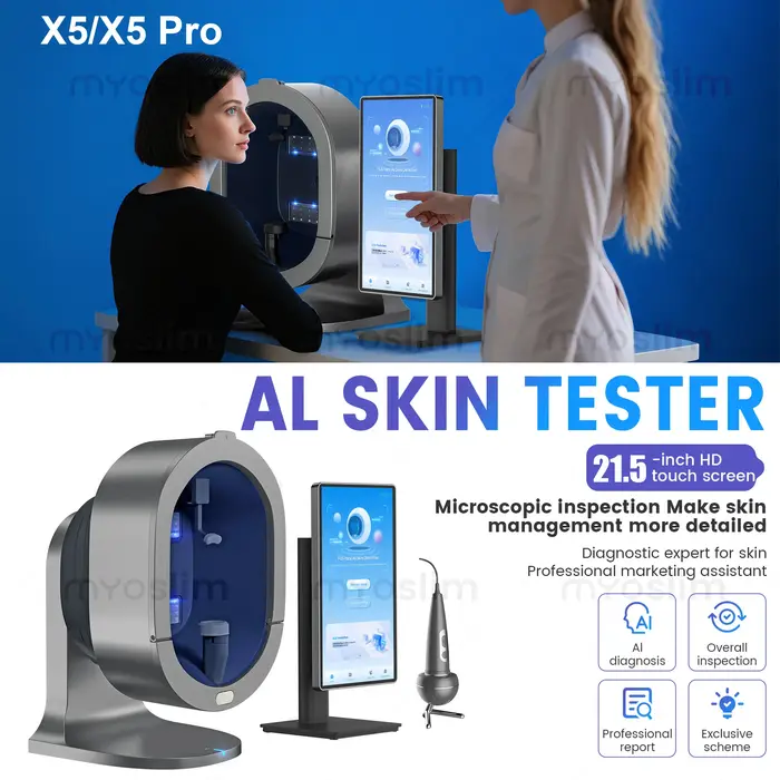 Analyseur de peau et de cheveux professionnel 3D X5 avec caméra UV, scanner facial numérique et mach