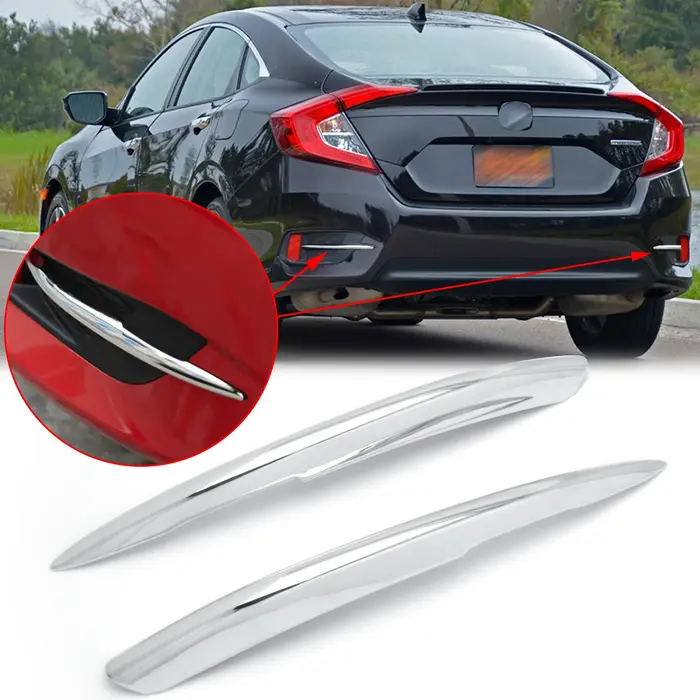 Bande réfléchissante de pare-choc arrière pour Honda Civic Sedan 2016 – 2021, 2 pièces, chromée, arg
